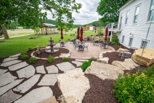 softscaping integrated with paver patio and stepping stones